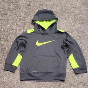 Nike Boys Charcoal and Neon Yellow Hoodie